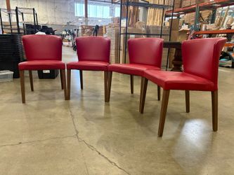 CRATE & BARREL Contemporary Red Leather Dining Room Chairs (Set of 4)
