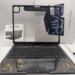 Clear keyboard case for iPad Air 13″ & iPad Pro 12.9″ — backlit, 360° stand, touchpad. Black