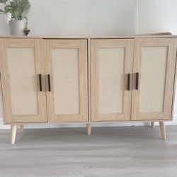 Sideboard Buffet Kitchen Storage Cabinet Rattan Decorated Doors Dining Room Hallway console table