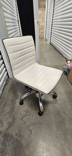 White Faux Leather Office Chair with Chrome Base