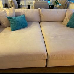Two Piece Cuddler Chaise/ Oversized Sofa