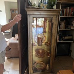 Cabinet With Glass Shelves Antique Great Condition 