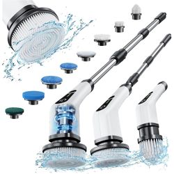 Electric Spin Scrubber, Cordless Cleaning Brush with 8 Brush Heads