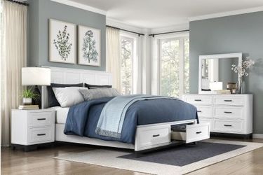 White Bedroom Furniture Set with Storage