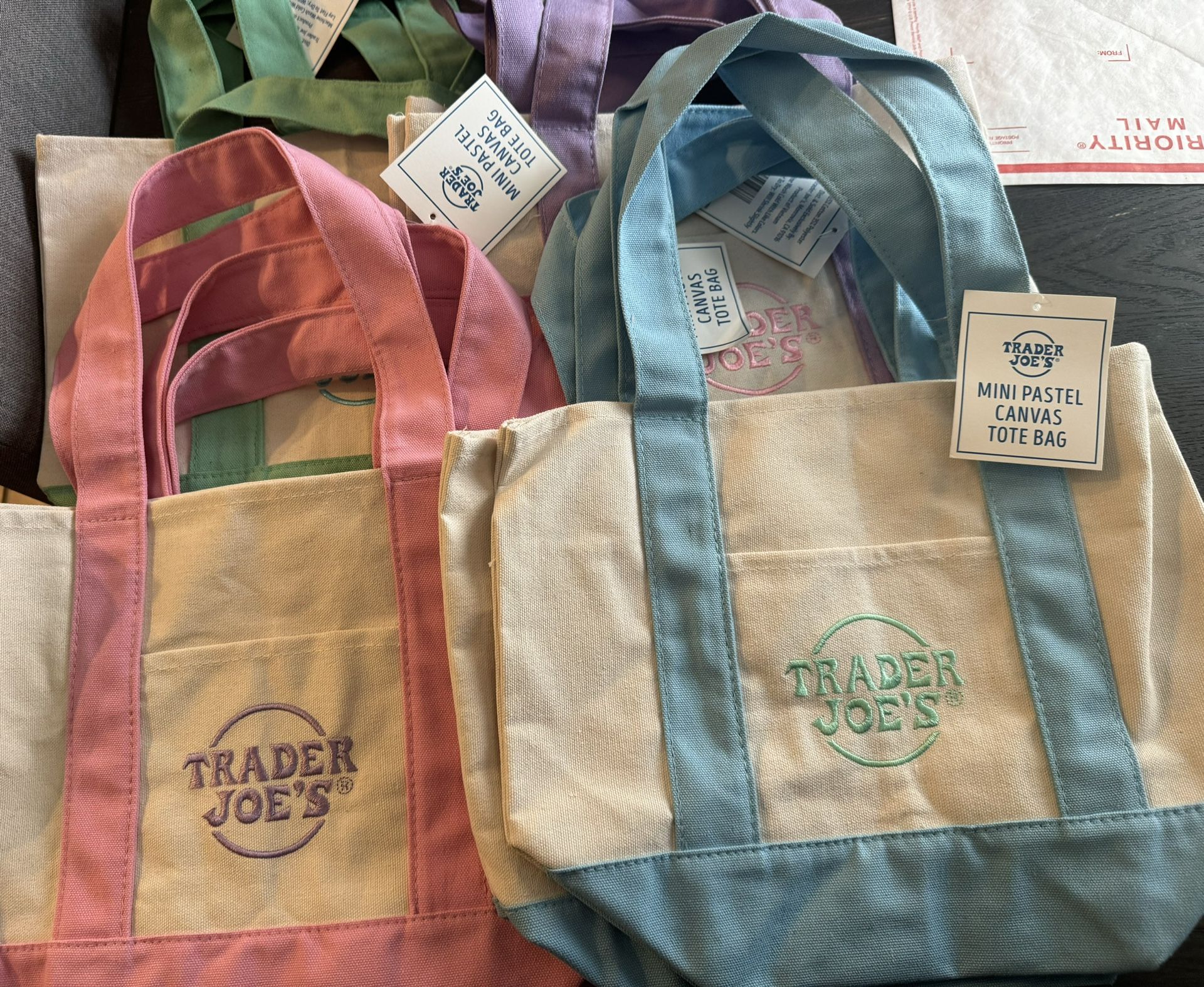 Trader Joe's Mini Tote Bag Spring Colors