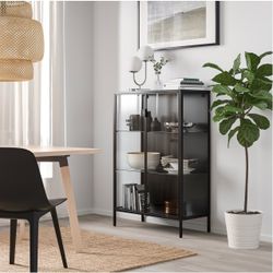 Black Metal Glass Door Display Cabinet