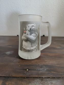 1995 Low Jeans Coca Cola Bear Frosted Glass Mug 