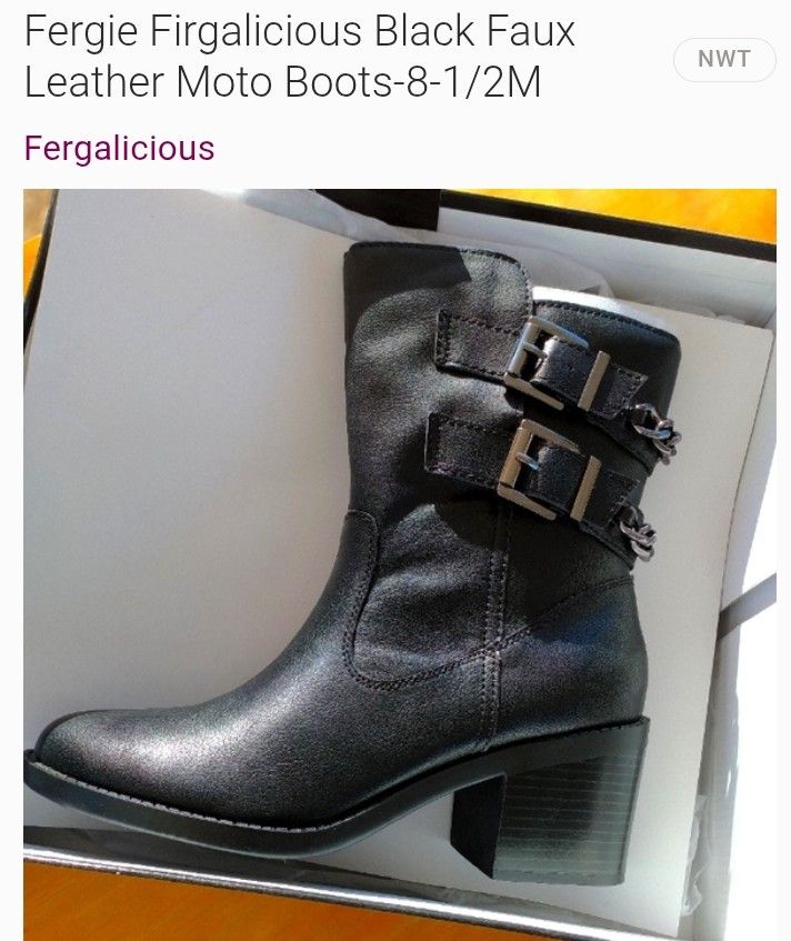 Fergalicious Faux Leather Moto Boots 8.5 M