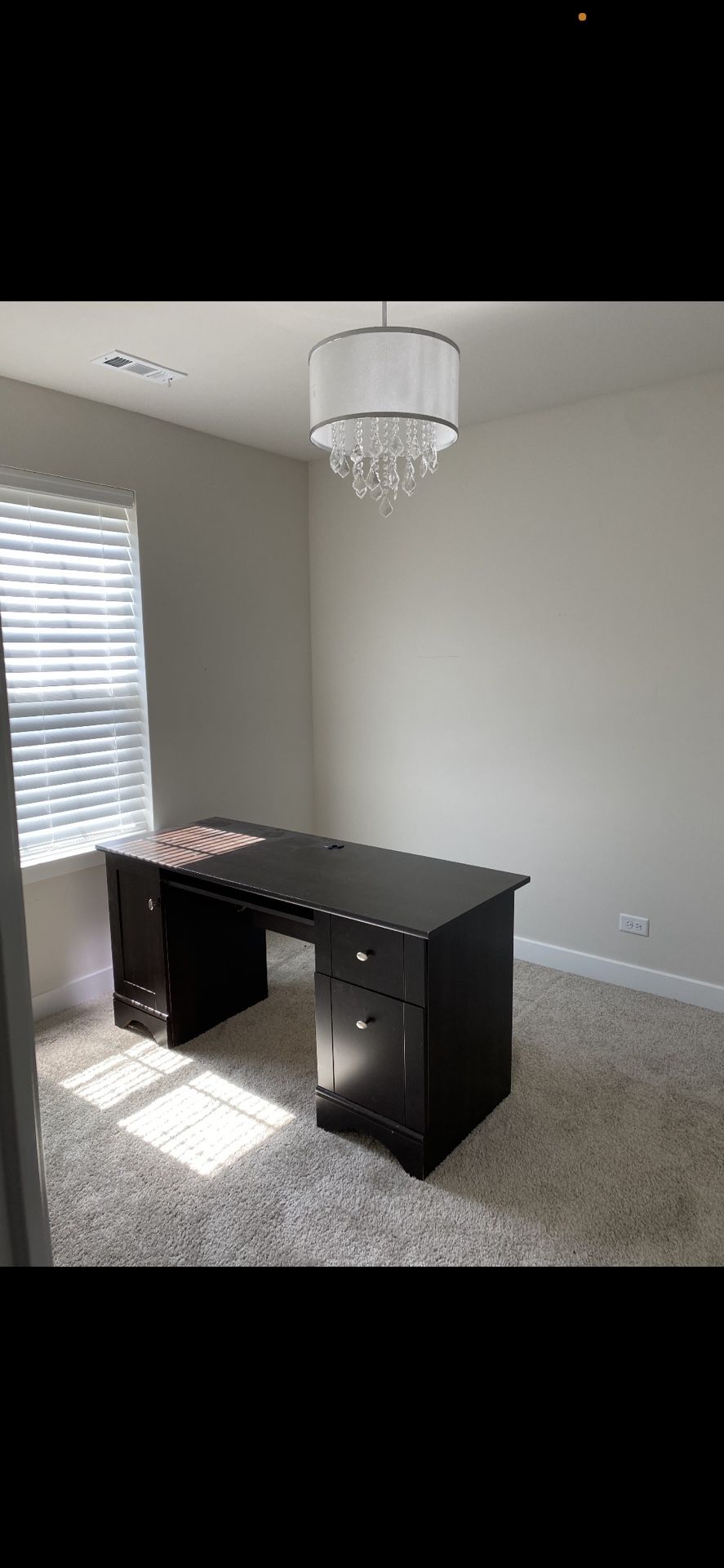Office Furniture, Wood Desk, 2 Draws, Cabinet, Keyboard Tray