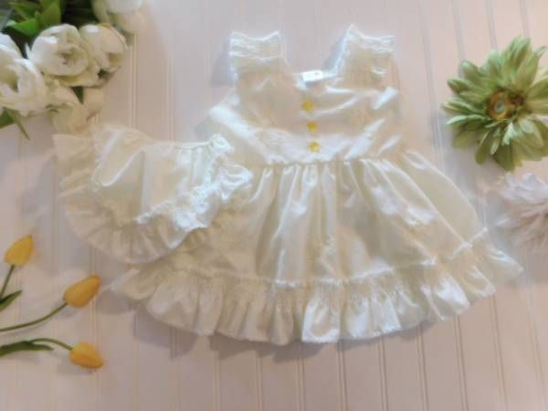 Vintage Thu Trang Girls size 3 3T Pale Yellow Ruffle Tank Style Dress