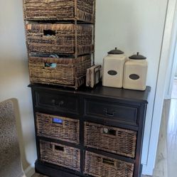 Rattan And Wood Cabinet
