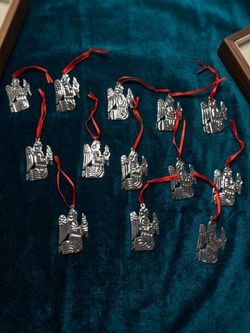 Rare Find! Antique Mid-Century Silver Metal Christmas Ornaments Sets