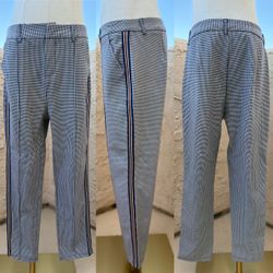 Rejina Pyo gingham cotton side stripe high rise crop pants size XL extra large