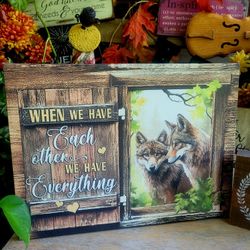 Rustic Wolf Wall Art with Inspirational Quote