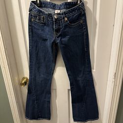 True Religion Size 30 X 32 Men’s Made In USA Low Rise 100% Cotton Boot Cut Great Condition 