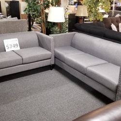 Brand New Grey Linen Sofa + Loveseat Clearance!