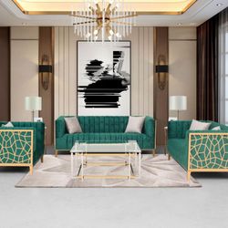 Brand  New  Sofa  And  Love Seat  In Velvet  Also Come  Is  Gray In Stock  Fast Delivery Or Pick Up 