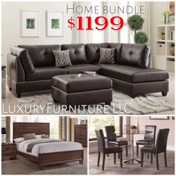New luxury home bundle set bedroom dining sofa sectional