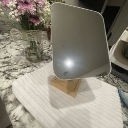 Beauty mirror, gooseneck, wood