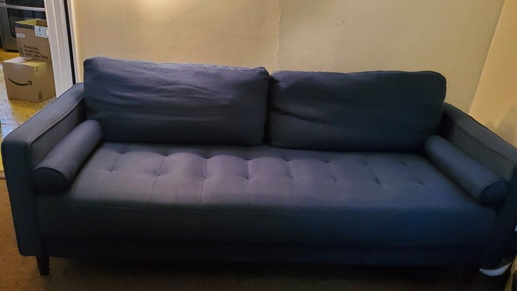 Garden 75.6" Square Arm Tufted Sofa- Navy BLUE