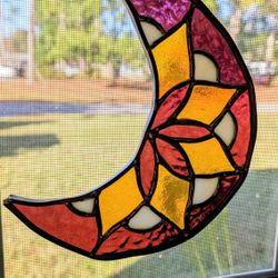 Stained Glass Crescent Moon 