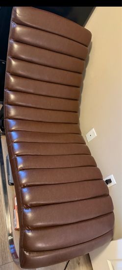 Brown Faux Leather Channel Tufted Chaise Lounge