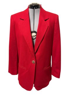 Sag Harbor Petite Red 100% Pure New Wool Blazer – Women’s Size 6