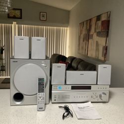 * SONY * HOME THEATER SYSTEM * HIGH POWER RECEIVER . 5 SPEAKERS . POWERED SUBWOOFER . REMOTE . MANUAL . WIRES . CABLES . 