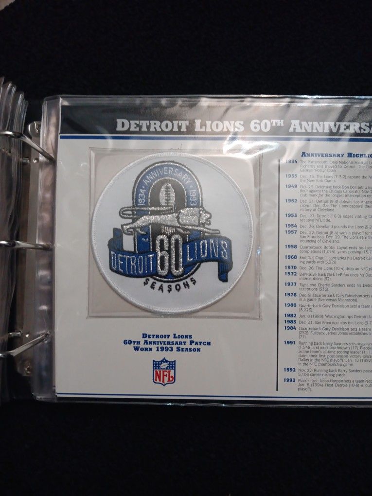 NFL Detroit Lions 60th Anniversary Patch