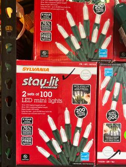 SYLVANIA Stay Lit Pure White LED Christmas lights 66ft