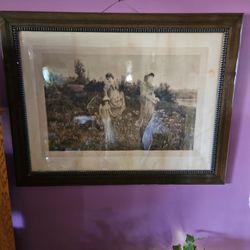 Very Large Old Print With Old Frame