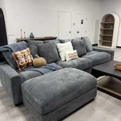 Dark Grey Sofa & Ottoman