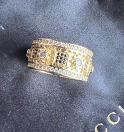 18k Solid Cogwheel Moissanite Fidget Ring