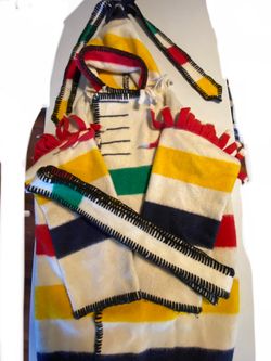 Vintage Capote Hudson’s Bay 5 Point Wool Blanket Coat Handmade England