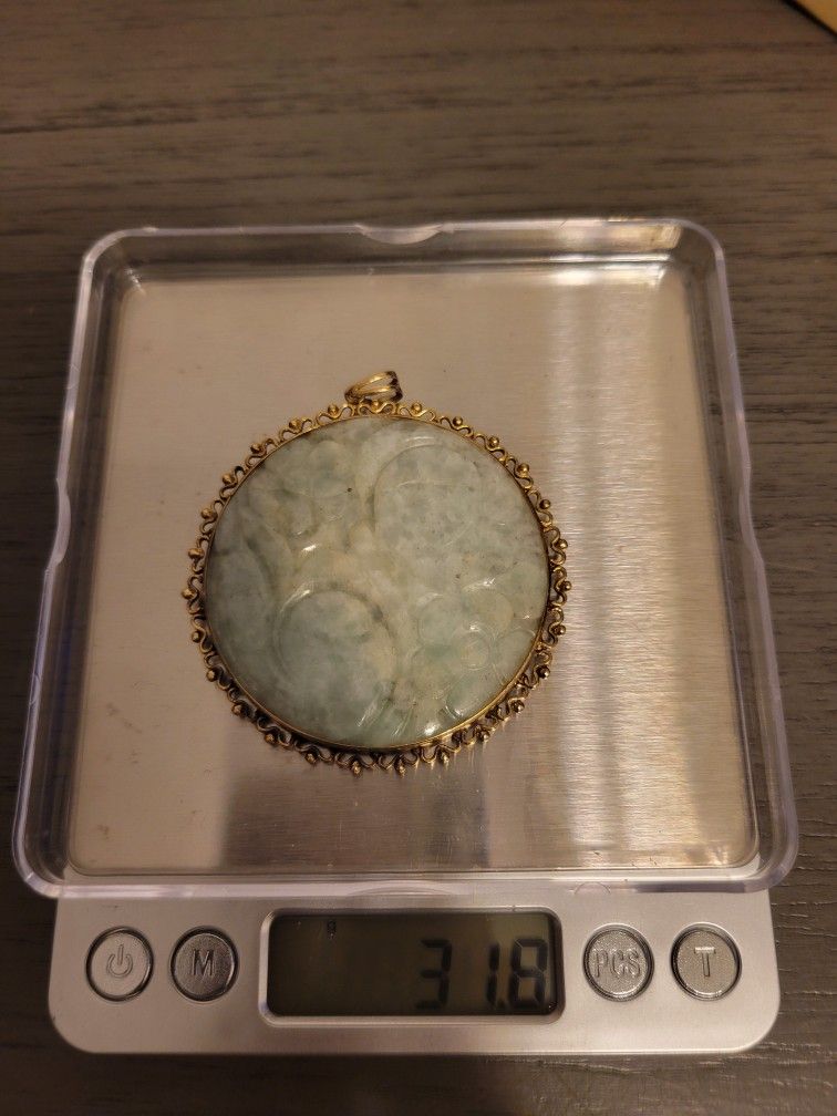 14k Jade Large Pendent