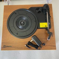 Record Player, Vintage Turntable 3-Speed Bluetooth Record Player with Speaker, Portable LP Vinyl Player, RCA Jack, Natural Wood