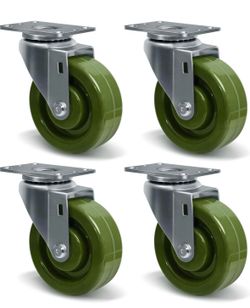 Handsammu 4"X1.5" Heavy Duty Casters-High Temperature Oven Rack Casters, Industrial casters-Set of 4 with Loading Capacity: 2800LB (4 Swivel)