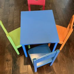 Colorful And Sturdy Kids Table And Four Chairs