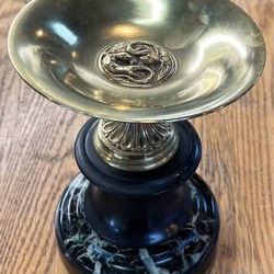 Sculpted Bronze Brass Marble Tazza Tray