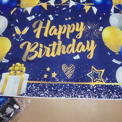 New Very Large Happy Birthday  Blue Banner