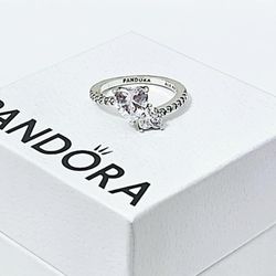 Silver heart diamond women's engagement ring 6 7