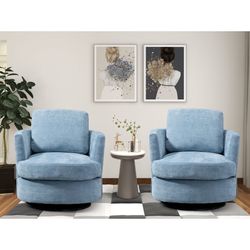 Upholstered Swivel Barrel Chair Set Of 2