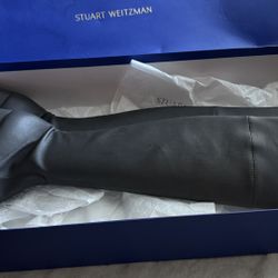 Authentic Stuart Weitzman Genna 60 City Boot Slate Napa Leather OTK Boots 9.5B / 40