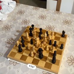Handmade Wooden Chessboard And Pieces