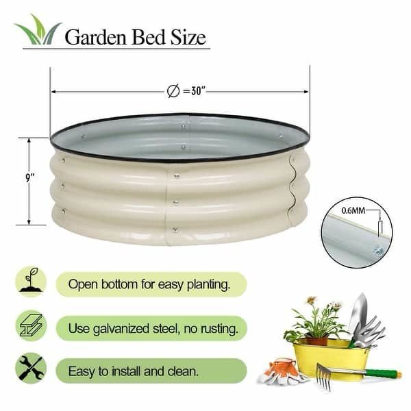 9'' Tall Aluzinc Metal Raised Garden Bed 30'' Round PRACTICAL USE】- The open base design allows for the growth of deep-rooted and shallow-