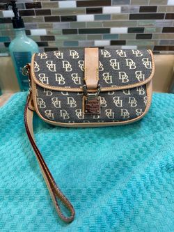 Dooney & Bourke Signature DB Monogram Canvas & Leather Flap Wristlet