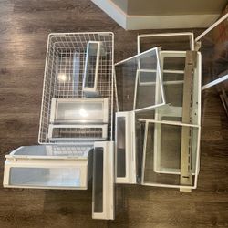 GE MONOGRAM SHELVING, CRISPER & PANTRY DRAWERS, FREEZER BASKETS