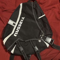 Russell Single Strap Sling Black Sports Backpack cycle Bag Reflective Strips