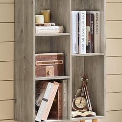 5 Cube Small Bookshelf,3 Tier Mid-Century Modern Bookcase with Legs,Wood Bookshelves Storage Organizer Shelf,Free Standing Narrow Book Shelves,Rustic 