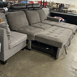 Sofa chaise sleeper with mixed matched end piece